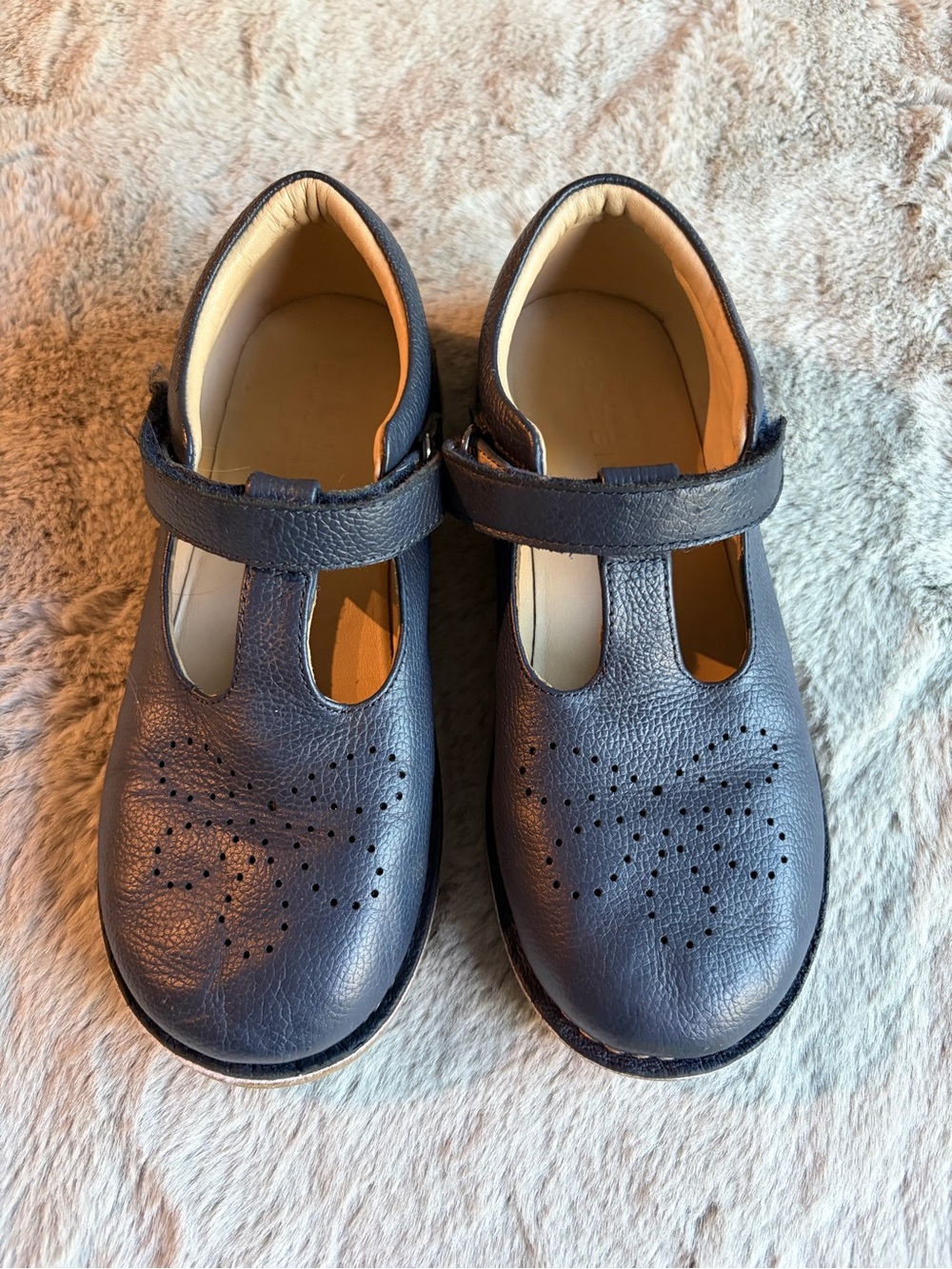 Mini Boden Navy T-Strap Leather School Shoes